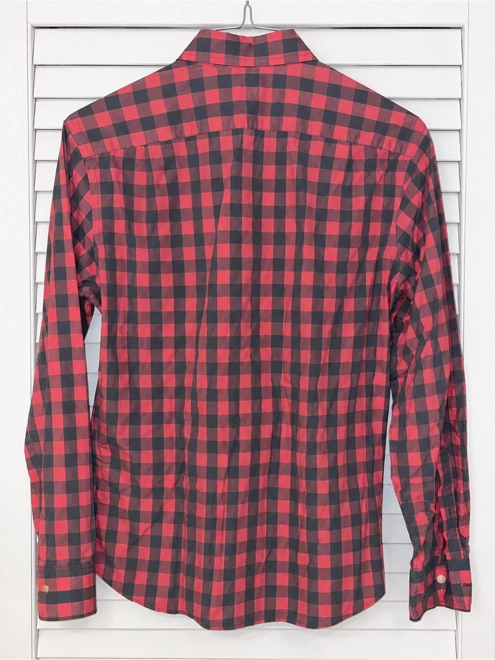 J. Crew Slim Red and Dusty Blue Plaid Button-Down Shirt Button Down Collar